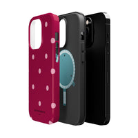 Burgundy with Pink Polka Dots V2 (MagSafe) Phone Case