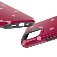 Burgundy with Pink Polka Dots V2 (MagSafe) Phone Case