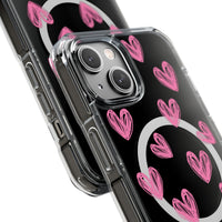 Pink Doodle Hearts (MagSafe) Clear Phone Case