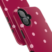 Burgundy with Pink Polka Dots V2 (MagSafe) Phone Case