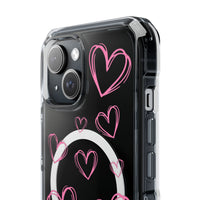 Light Pink Heart Sketches (MagSafe) Clear Phone Case