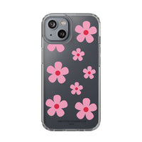 Pink Floral Design Clear Phone Case