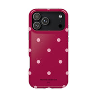 Burgundy with Pink Polka Dots V2 (MagSafe) Phone Case