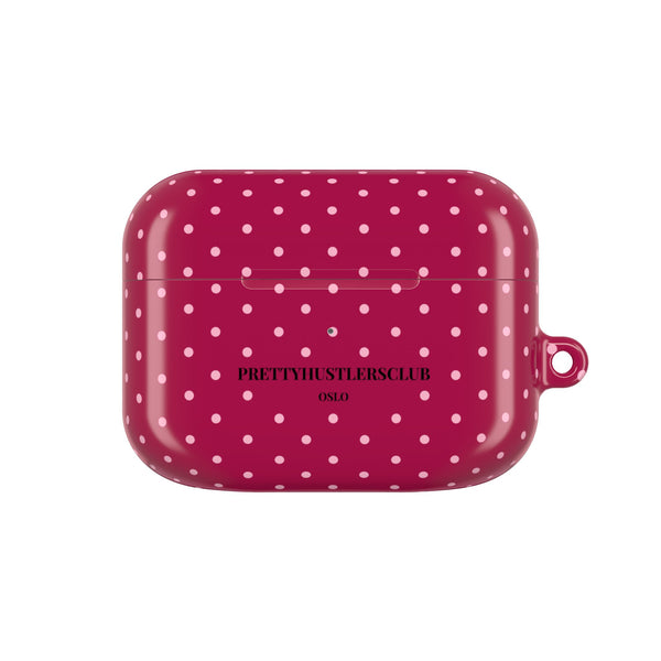 Burgundy with Pink Polka Dots AirPod Case