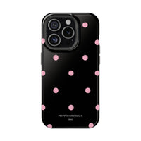 Black with Pink Polka Dots V2 (MagSafe) Phone Case