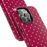 Burgundy With Pink Polka Dots (MagSafe) Phone Case