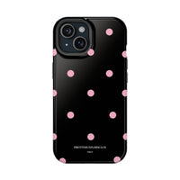 Black with Pink Polka Dots V2 (MagSafe) Phone Case