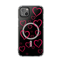 Magenta Hearts (MagSafe) Clear Phone Case