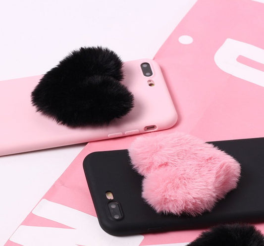 Lovely 3D Furry Love Hearts Cute Hair Phone Case - PrettyHustlersClubCJSJBHGJ00302-Black-11 pro max