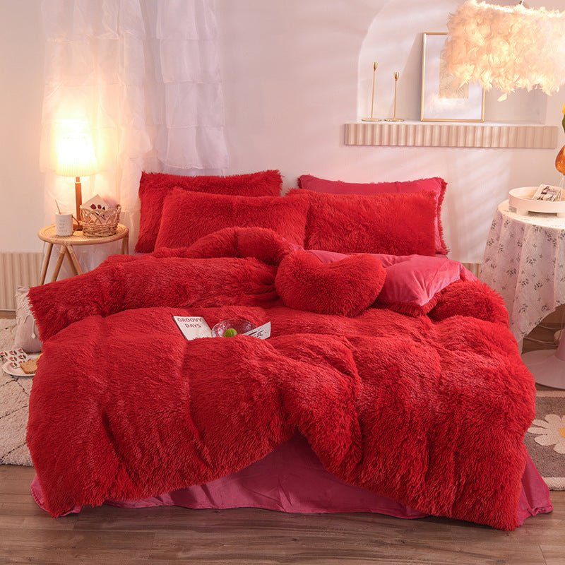 Luxury Thick Fleece Bedding (Four piece set) - PrettyHustlersClubCJJJJFCS00988-Red-1.5MAccessories